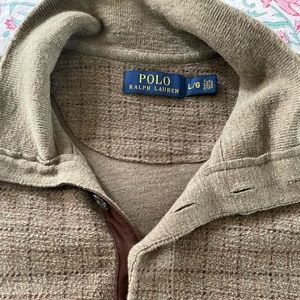 RL houndstooth cotton fleece sweater